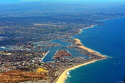 Aerial view of Newport Beach in Orange County