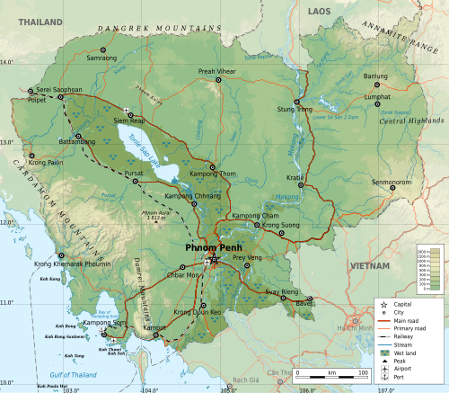 Geographic map of Cambodia