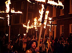 Lewes Bonfire Night procession commemorating 17 Protestant martyrs burnt at the stake from 1555 to 1557