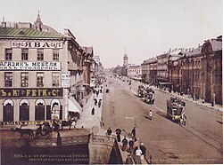 Nevsky Prospekt from restaurant Lejeune in the late 19th century