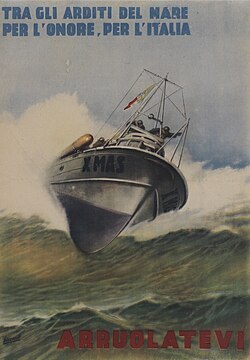 Recruitment poster by Gino Boccasile urging young men to join the National Republican Navy
