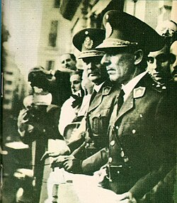 Generals Arturo Rawson and Pedro Pablo Ramírez greet a crowd at Plaza de Mayo on the day of the coup.