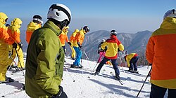 Foreign tourists in Masikryong Ski Resort