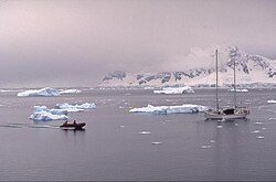 Watercraft in Hope Bay, Antarctica.