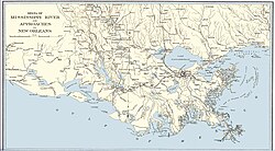 Map depicting the delta of the Mississippi River and approaches to New Orleans printed by the Government printing office in 1904 as part of the Official Records of the Union and Confederate Navies[7]
