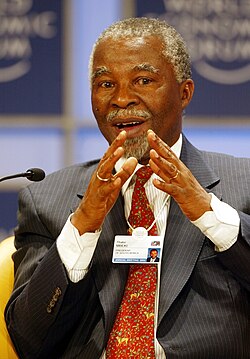 Mbeki at the World Economic Forum in New York, February 2002.