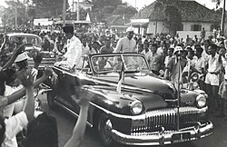 Nehru with Indonesian president Sukarno in Jakarta in 1950