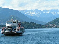 Car ferry across Lake Maggiore, Italy