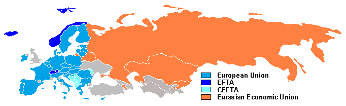 Economical integration blocs in Post-Soviet area: EU, EFTA, CEFTA and Customs Union of the Eurasian Economic Union