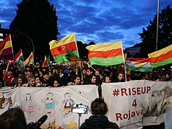 Protest in Berlin, Germany against Turkey's military offensive into north-eastern Syria on 10 October 2019