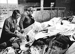 A German paper factory receives its daily supply of 75 tons of recyclable paper as its raw material.