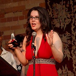 Taormino holding a Feminist Porn Award for her work Chemistry (2007)