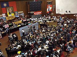 Students occupied the Legislative Yuan in protest against a controversial trade agreement with China in March 2014.