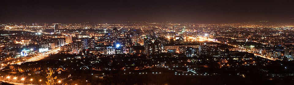Panoramic night view of Almaty from Kok-Tobe, 2012