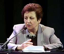 Shirin Ebadi during a lecture – organized by University of Amsterdam, 7 November 2011