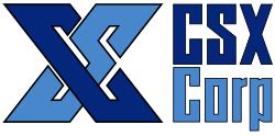 Original logo for the CSX Corporation, emphasizing the "multiplication symbol" X