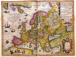 Jodocus Hondius' map Nova Europae Descriptio of 1619, printed during the peak of Neo-Latin's productive heights