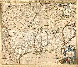 John Senex's map of Louisiana (1721) with a dedication to William Law, possibly John Law's brother