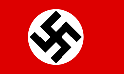 3:5 National flag, ensign and naval jack of Nazi Germany (1935–1945). An alternate centre-disc version was the flag of the Nazi Party (1920–1945) and flown jointly with the tricolour national flag (1933–1935).
