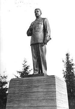 Statue of Stalin in East Berlin, 1951. It was removed in 1961 as part of de-Stalinisation.