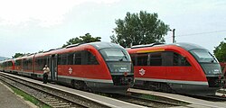 Siemens Desiro passenger trains on the Hungarian State Railways network, which is one of the densest in the world
