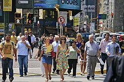 Pedestrians on a crosswalk in Buenos Aires in 2011