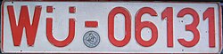 Plate for dealer's cars (red colour, old DIN-style)