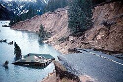 Infrastructure damage at Hebgen Lake due to the 7.2 magnitude earthquake of 1959