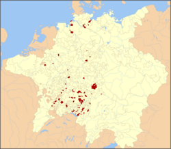 The Free imperial cities of the Holy Roman Empire in 1648