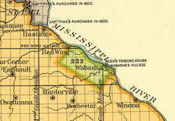 The Minnesota side of the Lake Pepin Half-Breed Tract is designated as 292 on this map.