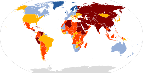 2026 World Press Freedom Index[1] Good: >85 points Satisfactory: 70–85 points Problematic: 55–70 points Difficult: 40–55 points Very serious: <40 points Not classified