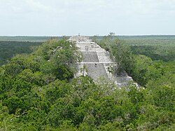 View of one of the Maya pyramids at Calakmul