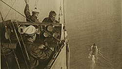 View from a French dirigible approaching a watership in 1918