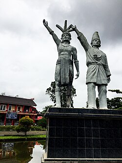 The "Dayak-Malay" brotherhood monument in West Kalimantan Provincial Museum, Pontianak, Indonesia