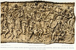 Depiction of Lusius Quietus leading the Berber cavalry in the Dacian wars
