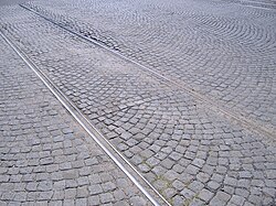 Tram tracks are still visible in parts of the city.