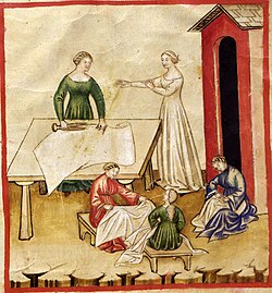 Flax tissues, Tacuinum sanitatis, 14th century