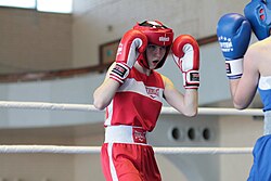 Boxer using a conventional guard