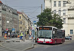 The 57a bus at the Anschützgasse stop
