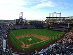 The Colorado Rockies baseball club at Coors Field