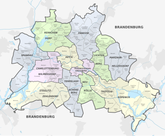 Berlin's 12 boroughs and their 96 neighborhoods