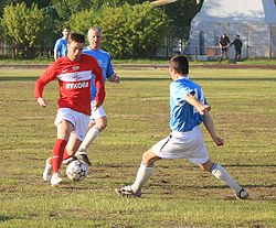 Exhibition game of veterans of FC Spartak Moscow against a team from Severodvinsk in Russia