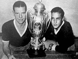 Sastre and Erico with the 1938 Copa Aldao, first international trophy