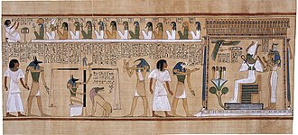 The "weighing of the heart" scene from the Book of the Dead