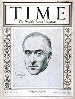 Henry Sloane Coffin on the cover of Time magazine November 15, 1926