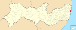 Location on a map of municipalities of the state of Pernambuco