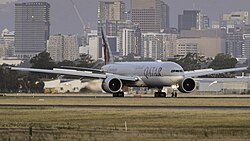 Qatar Airways Boeing 777-300ER at Adelaide Airport