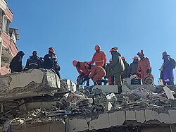 NDRF personnel performing search and rescue in Gaziantep, Turkey as part of Operation Dost