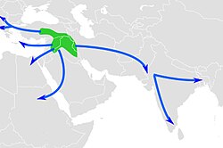 Diffusion of agriculture from the Fertile Crescent after 9000 BCE