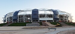The stadium being built during January 2020
